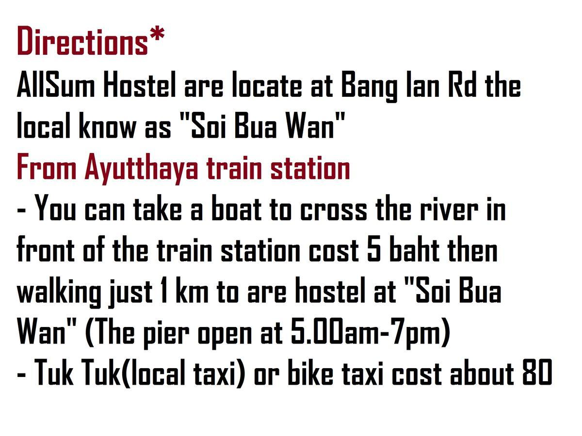Allsum Hostel Phra Nakhon Si Ayutthaya Dış mekan fotoğraf